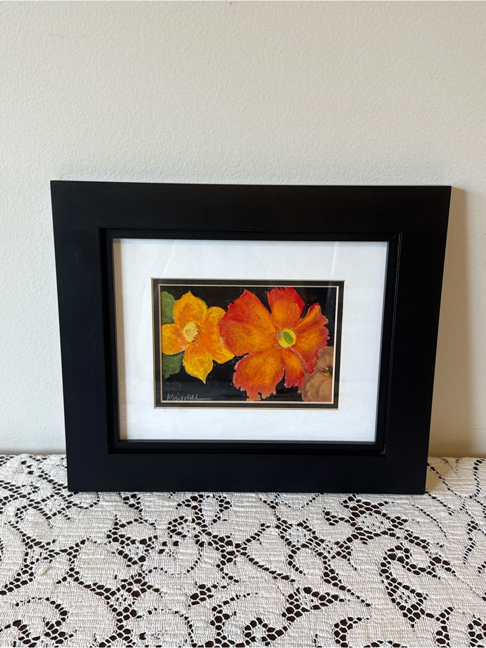 Original Signed Oil Pastel - Vibrant Floral Oil Pastel